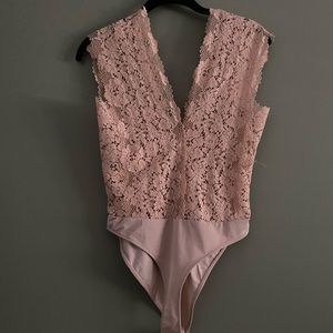 Vintage Blush Nude Lace Bodysuit